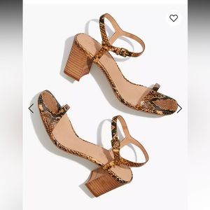 MADEWELL • NEW THE HOLLIE ANKLE STRAP SANDAL IN SNAKE EMBOSSED LEATHER SIZE 9